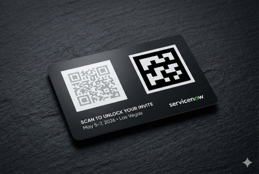 Mockup of the branded luggage tag with QR code and AR marker