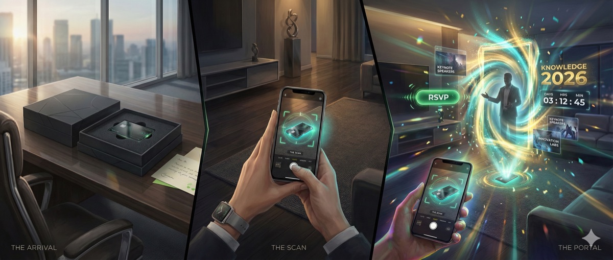 ServiceNow AR experience concept showing the physical-to-digital flow